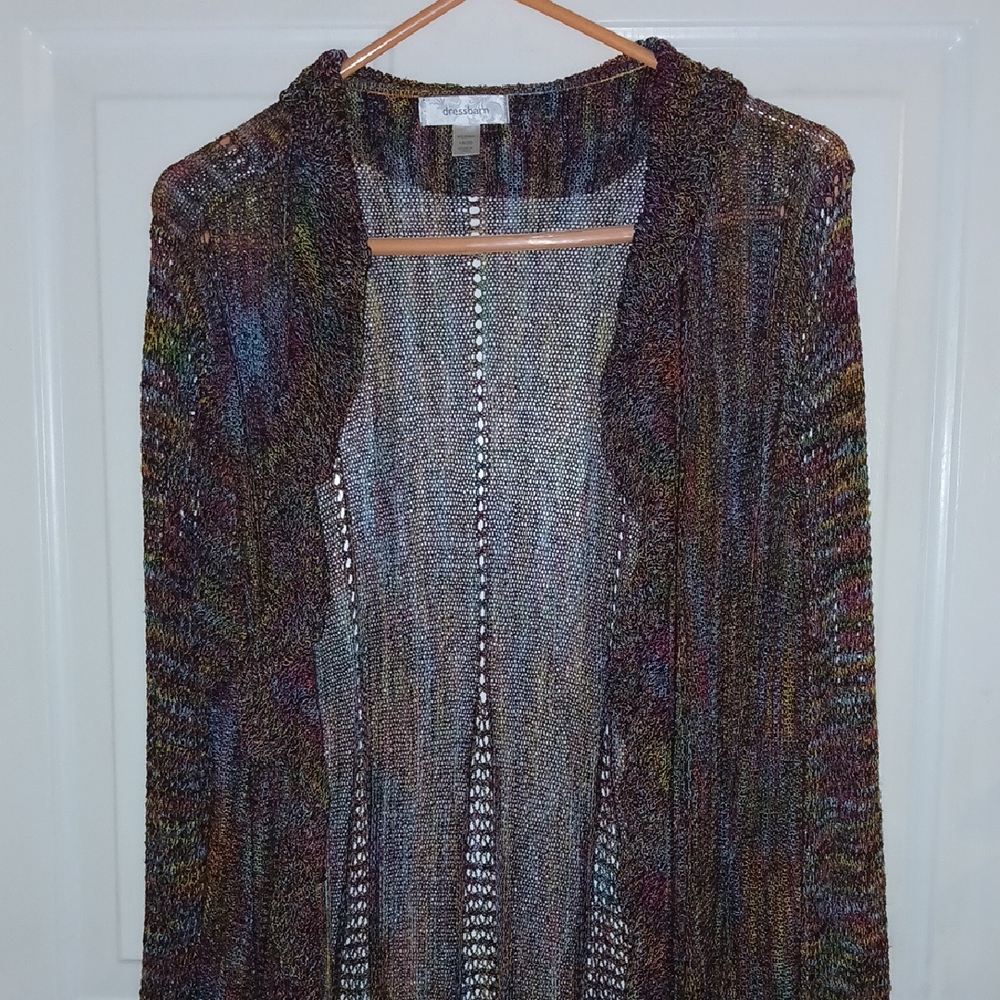 Dressbarn Multicolor Open-Front Cardigan